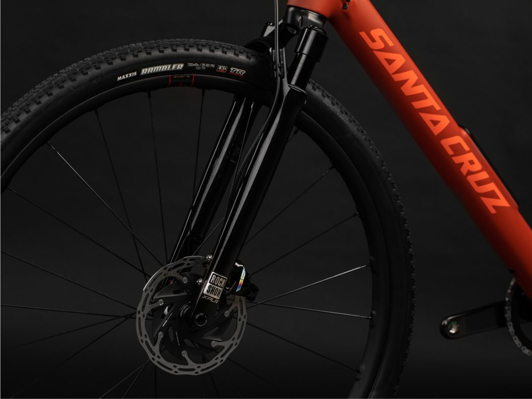 The new Stigmata bike against a black background.