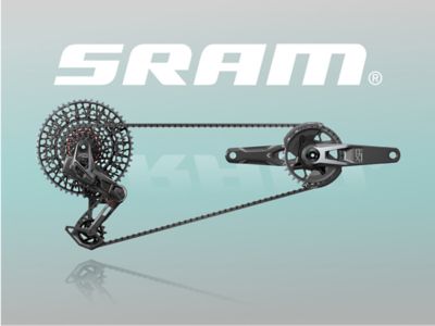 The drivetrain hovers next to the SRAM logo.
