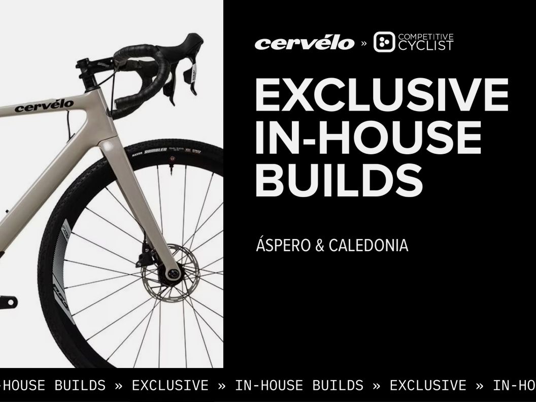A Cervelo Aspero is shown next to text describing exclusive in-house builds including the Aspero and Caledonia.