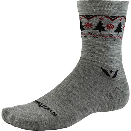 Swiftwick - Vision Five Winter Sock - Heather Navy Trees