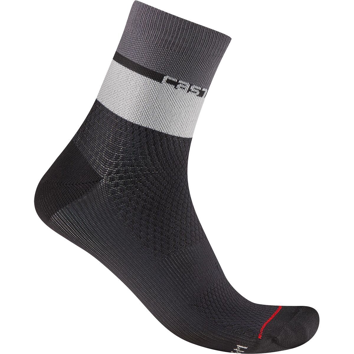 Calzini Da Ciclismo Castelli Prologo 15 – Uomo, Fiery Red/silver Gray-dark Grey, L/XL, Con Ammortizzazione E Supporto