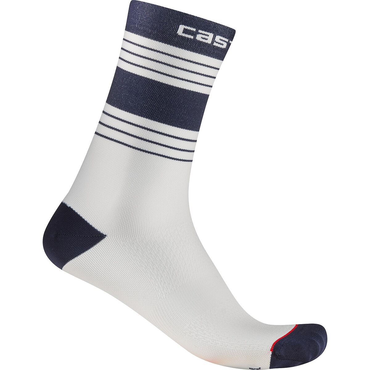 Calzini Da Ciclismo Castelli Prologo 15 – Uomo, Fiery Red/silver Gray-dark Grey, L/XL, Con Ammortizzazione E Supporto