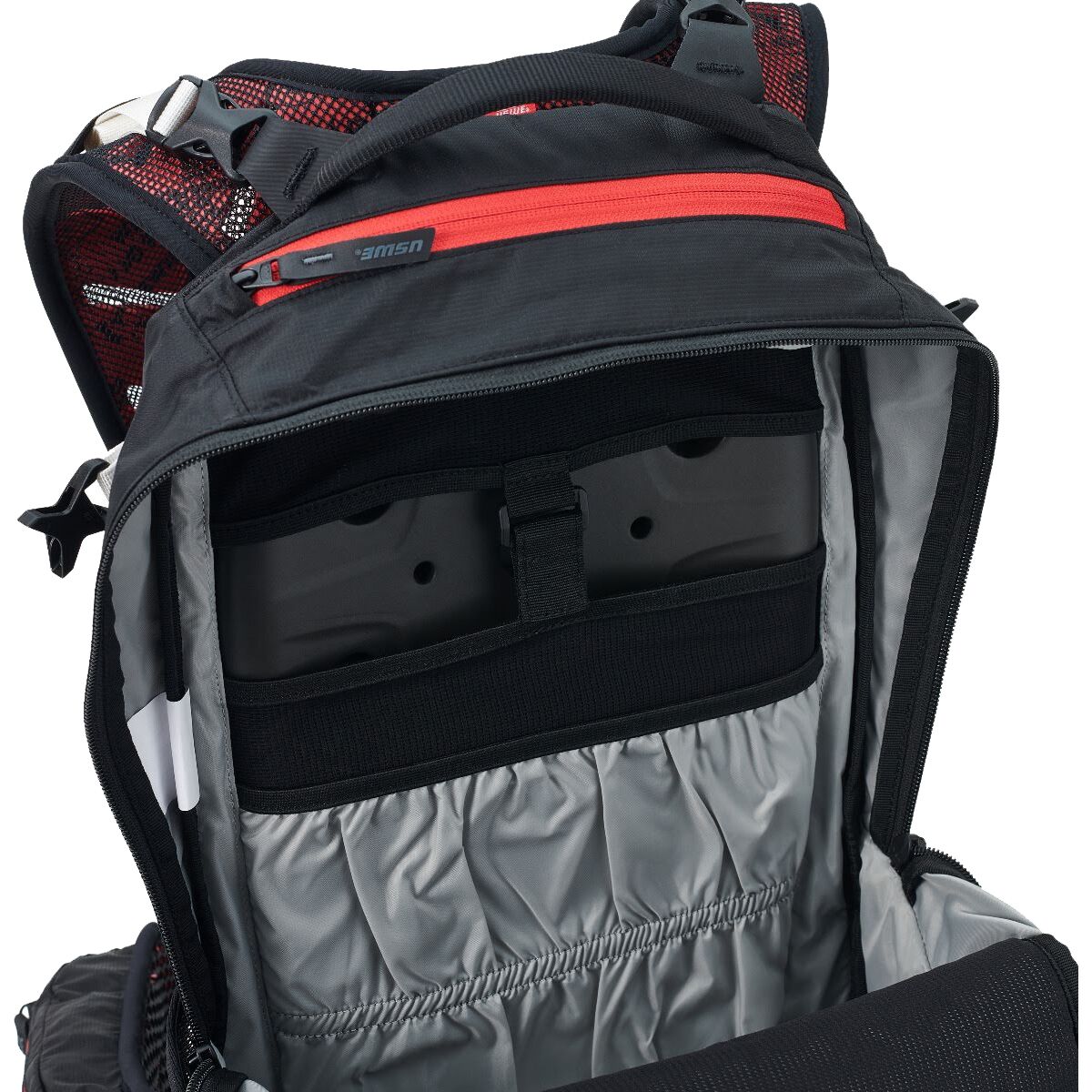 USWE Flow 16L – Zaino Con Protezione Posteriore SAS-TEC CE Livello 1 – Per MTB Ed E-MTB – Compartimento Per Idratazione Fino A 3L, Nero