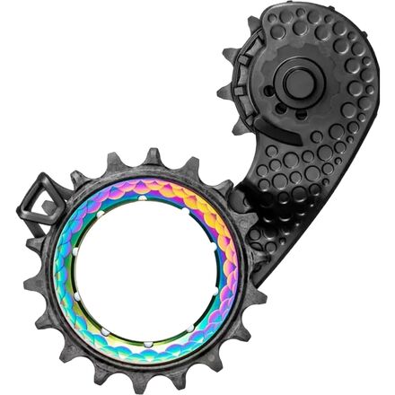absoluteBLACK - HOLLOWcage Oversized Derailleur Pulley Cage for Shimano - PVD Rainbow