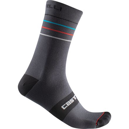 Castelli - Endurance 15 Sock - Dark Gray/Sky Blue/Red