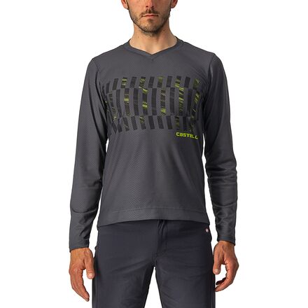 Castelli - Trail Tech Long-Sleeve T-Shirt - Men's - Dark Gray/Black/Electric Lime