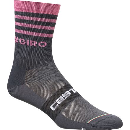 Castelli - Giro 13 Stripe Sock - Dark Gray/Rosa
