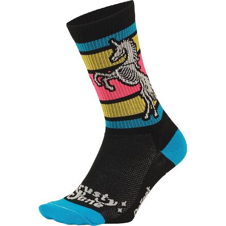 DeFeet - Bummerland Ribbed Aireator 7in Unicorn Sock - Black/Process Blue