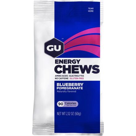 GU - Energy Chews Double Serving Bag - 12 Pack - Blueberry Pomegranate