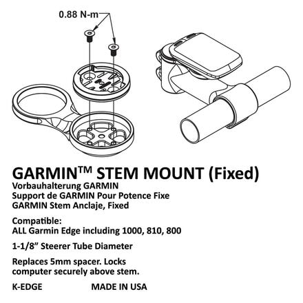 K-Edge - Stem Mount for Garmin Computers - Fixed 