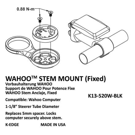 K-Edge - Stem Mount for Wahoo Computers - Fixed