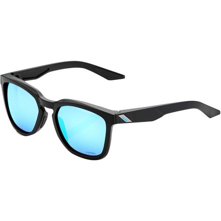100% - Hudson Sunglasses - Matte Black-Hiper Iceberg Blue Mirror Lens