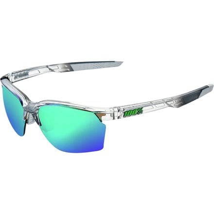 100% - Sportcoupe Sunglasses - Polished Translucent Crystal Grey-Green Multilayer Mirror Lens