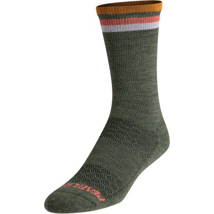 PEARL iZUMi - Merino Thermal Wool Sock - Forest/Sherbert Stripe
