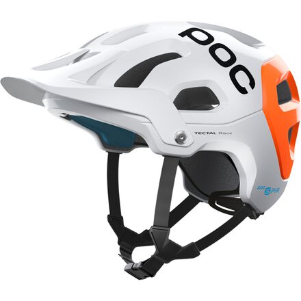 POC - Tectal Race Spin NFC Helmet - Men's - Hydrogen White/Fluorescent Orange Avip