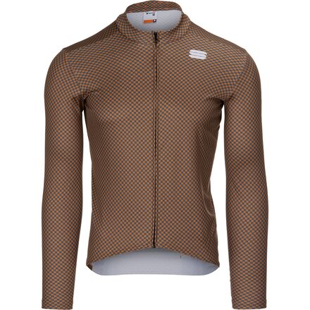 Sportful - Checkmate Thermal Jersey - Men's - Leather Anthracite Pompelmo