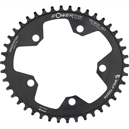 Wolf Tooth Components - Drop Stop Elliptical 5-Bolt SRAM Flattop Chainring - Black