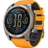 Garmin - fenix 8 AMOLED Sapphire Sport Watch - Titanium (Spark Orange/Graphite Silicone Band)