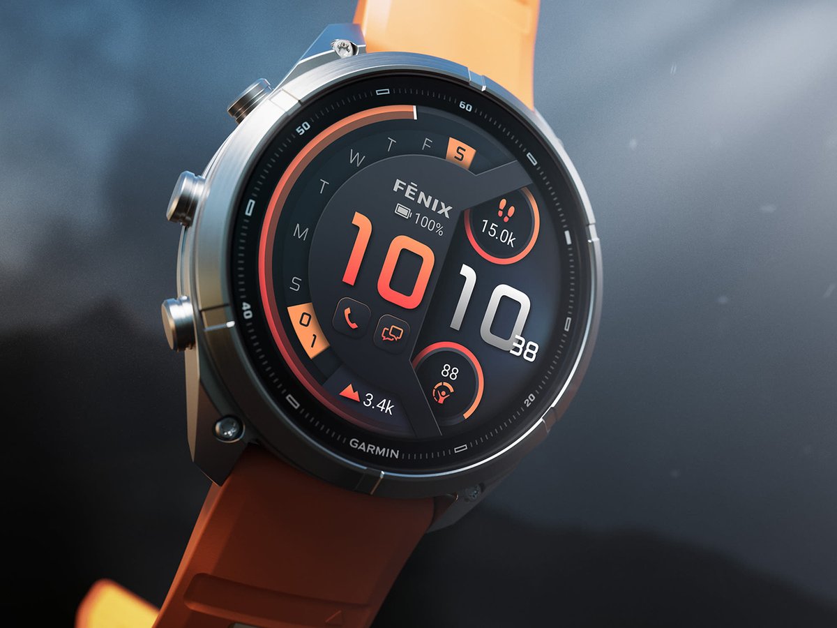 Close up of Garmin Fenix 9 watch face.