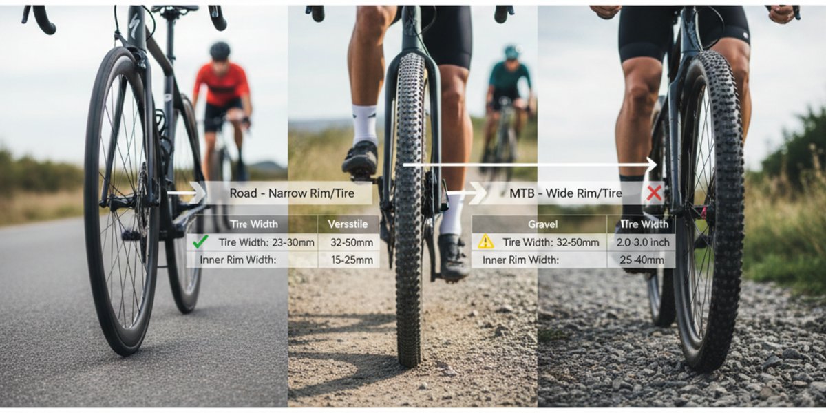 What is/means/does Tire-to-rim width compatibility chart for road, gravel, and mountain bikes?