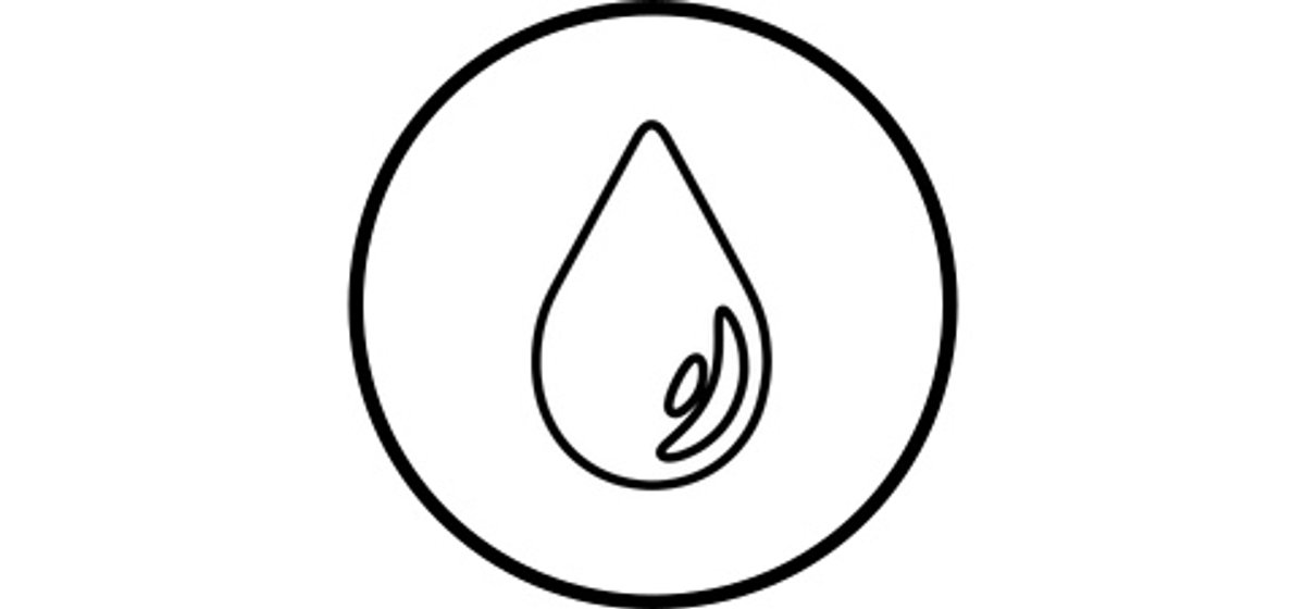 Graphic icon showing a water droplet.
