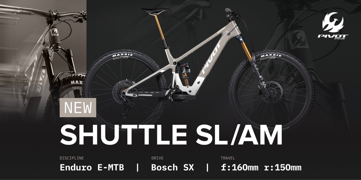 A grey and white enduro e-mtb from Pivot with Bosch SX drive system, 160mm front travel and 150mm rear travel.