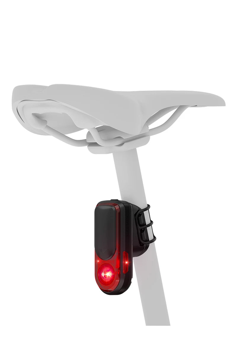 Garmin RearVue attached to greyed out bike seatpost.