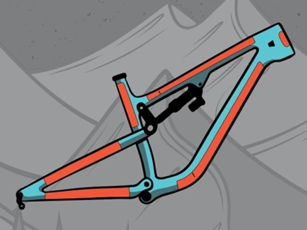 Graphic showing a bike frame with medium "covered" level ridewrap coverage.