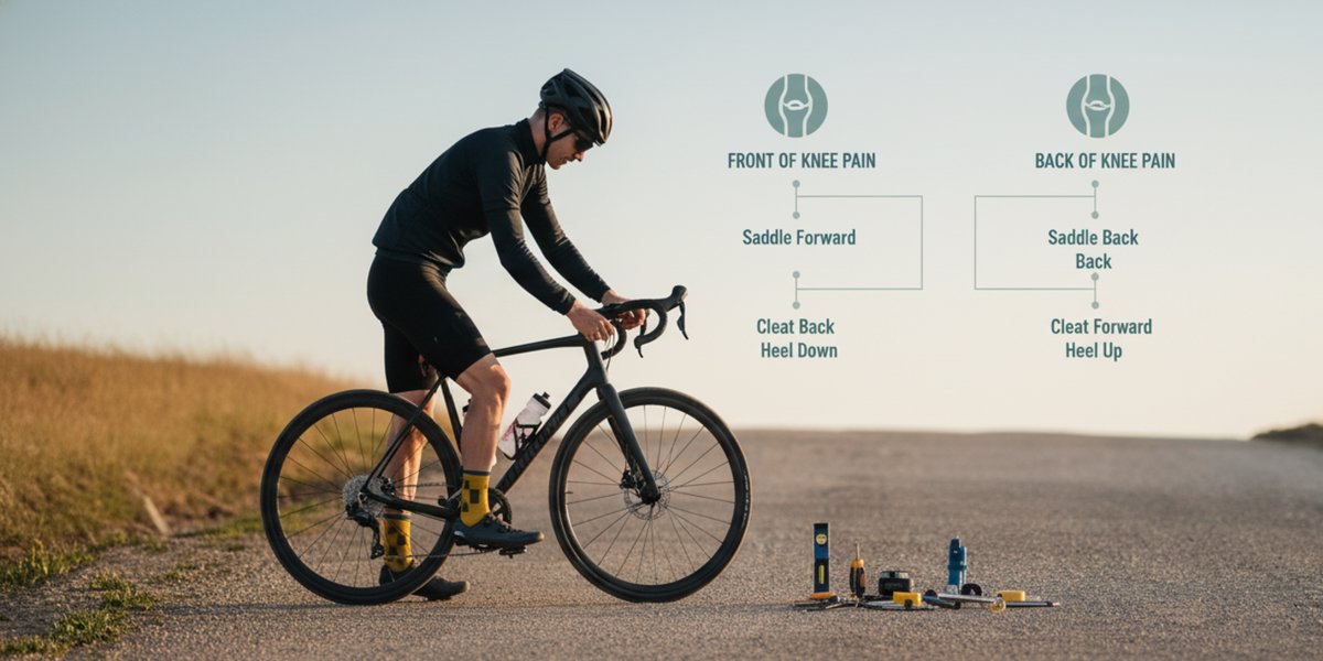 How to fix knee pain from bike fit (front vs back of knee decision tree)