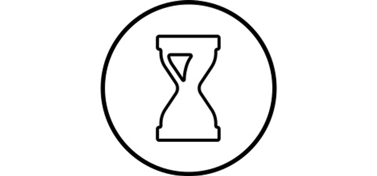 Graphic icon showing an hourglass.