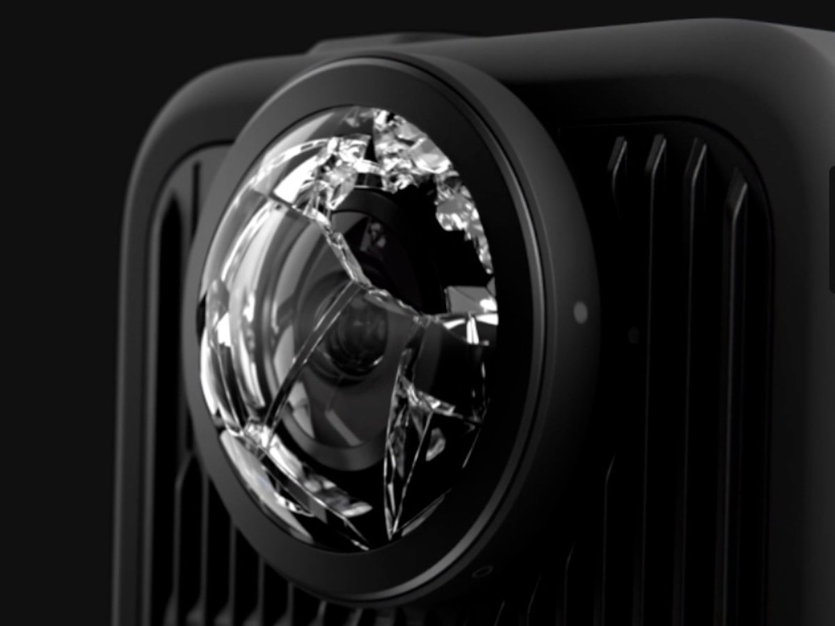 Detail of broken camera lens.