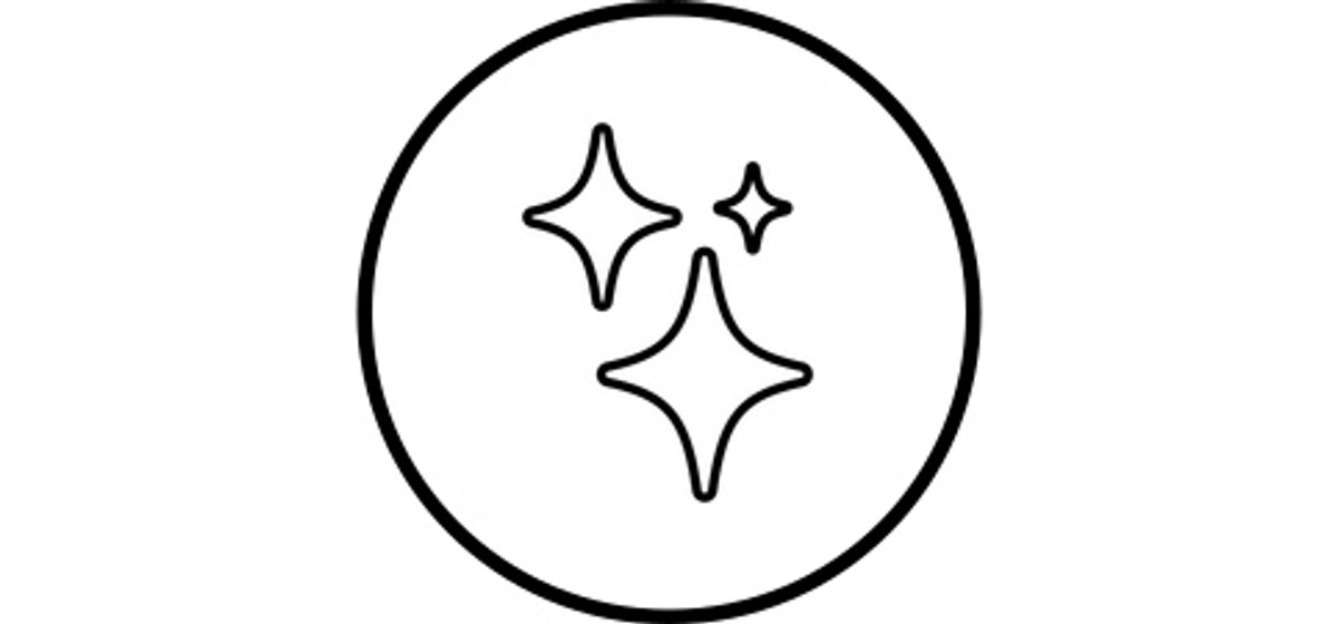 Graphic icon showing sparkle shapes.