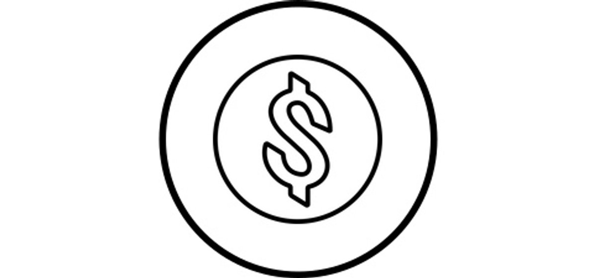 Graphic icon showing a dollar sign.