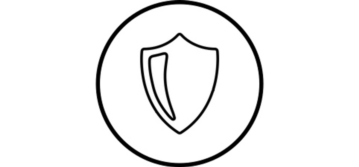 Graphic icon showing a shield.