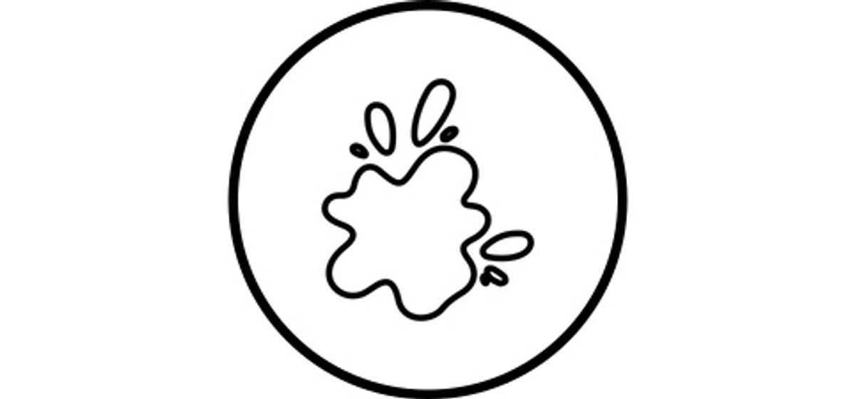 Graphic icon showing a splash puddle shape.