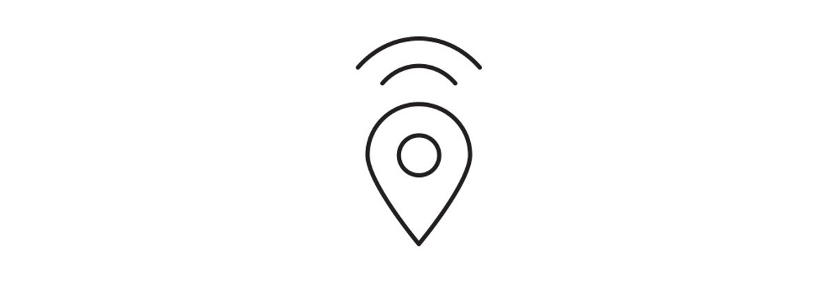 Location pin with signal waves icon
