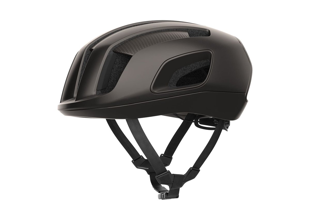 A sleek black road racing helmet.
