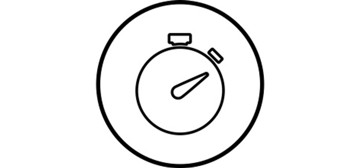 Graphic icon showing a stopwatch.