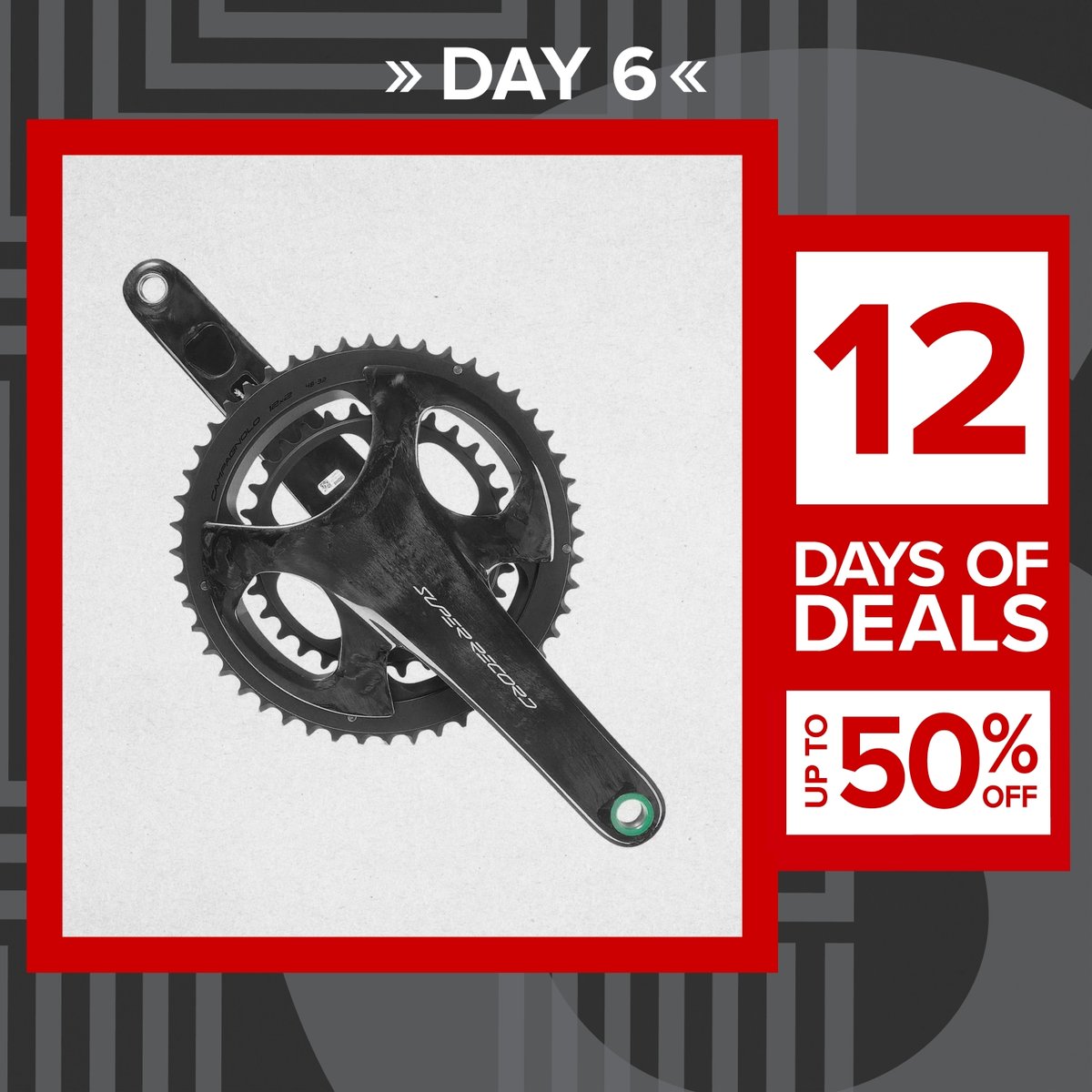A bike drivetrain next to the daily deal offer.