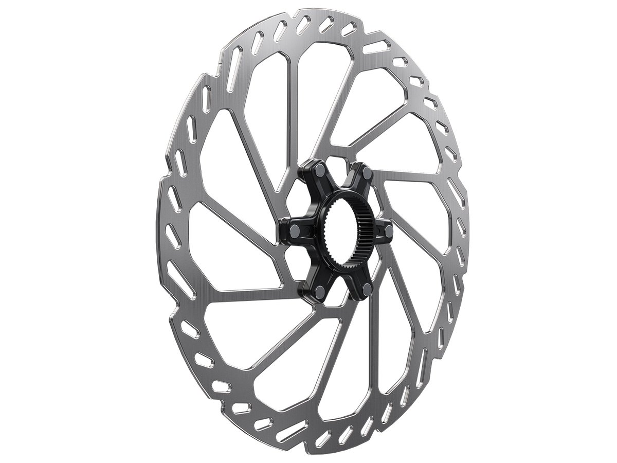 Shimano Deore XT RT-CL750 centerlock disc brake rotor on a white background.